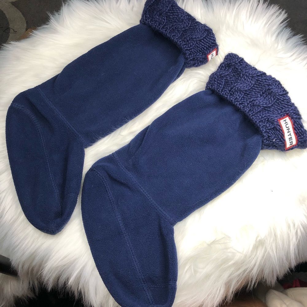 Tall socks for rain boots knit navy blue 💙 - Picture 2 of 5